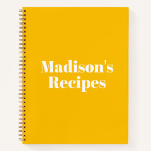 Modern mango orange custom text solid recipes notebook