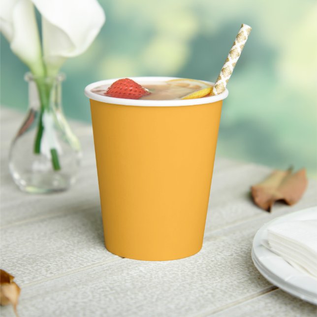 Modern Mango Yellow Plain Solid Colour Paper Cups (Insitu)