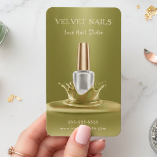 Modern Manicurist Artist Nail Art Moss Green Chic Business Card