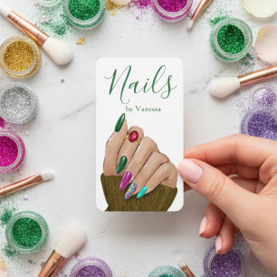 Modern Manicurist Stylish Nail Technician QR Code Business Card