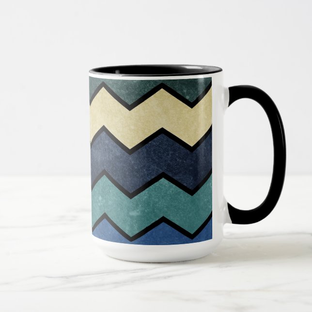 Modern Manly Blue Chevrons Mug (Right)