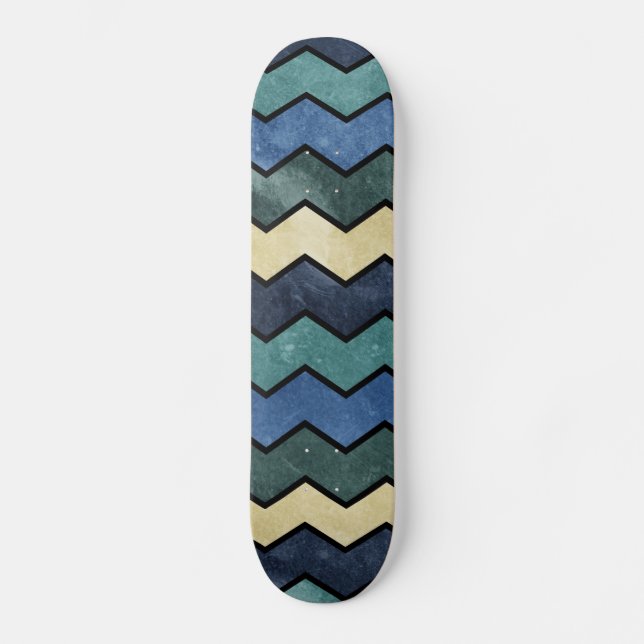 Modern Manly Blue Chevrons Skateboard (Front)