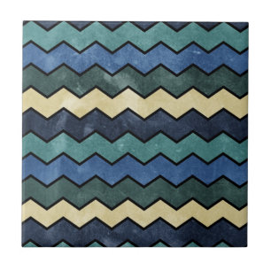 Modern Manly Blue Chevrons Tile