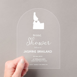 Modern Map of Idaho State Bridal Shower Acrylic Invitations