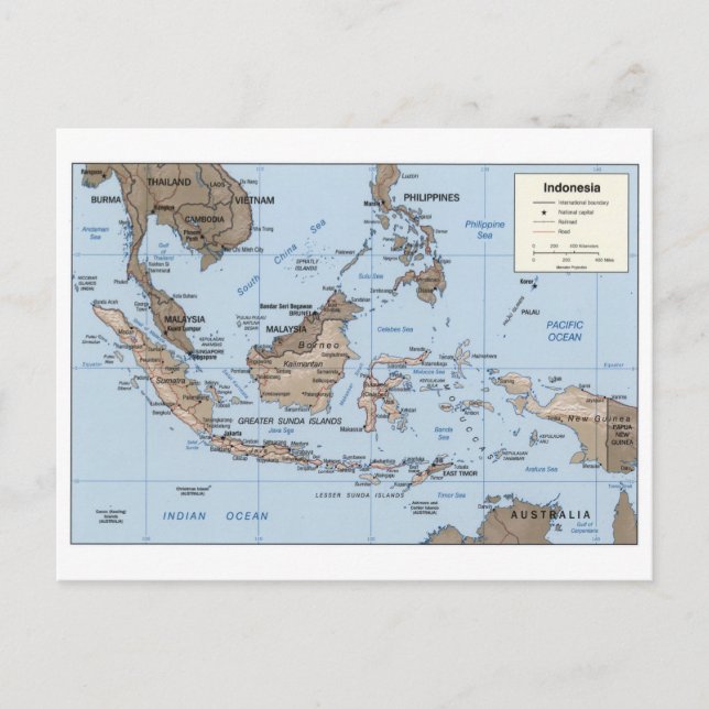 Modern Map of Indonesia Postcard (Front)