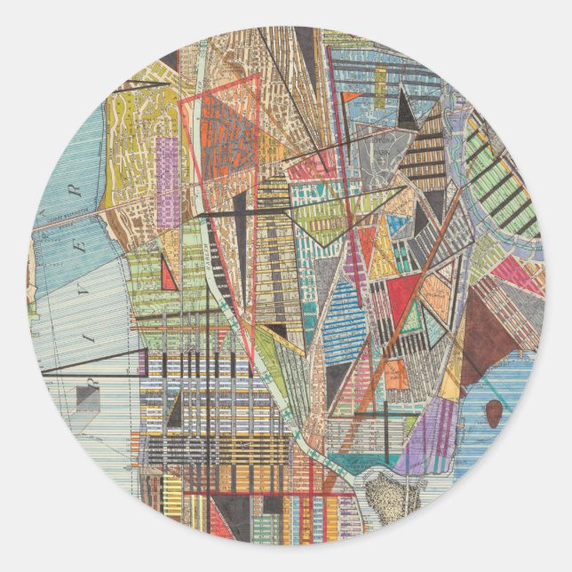 Modern Map of New York I Classic Round Sticker (Front)