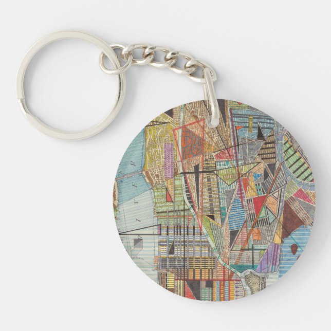 Modern Map of New York I Key Ring (Front)