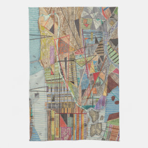 Modern Map of New York I Tea Towel