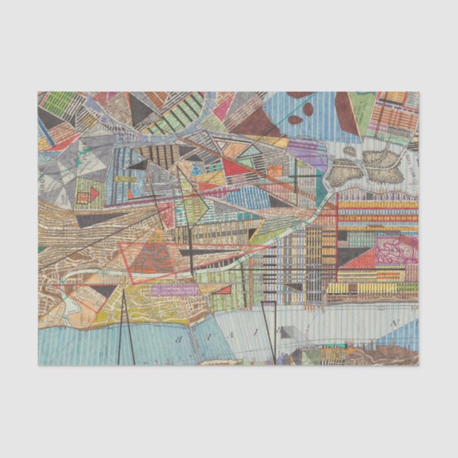 Modern Map of New York I Tissue Paper (Front)