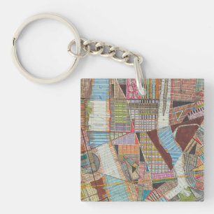 Modern Map of New York II Key Ring