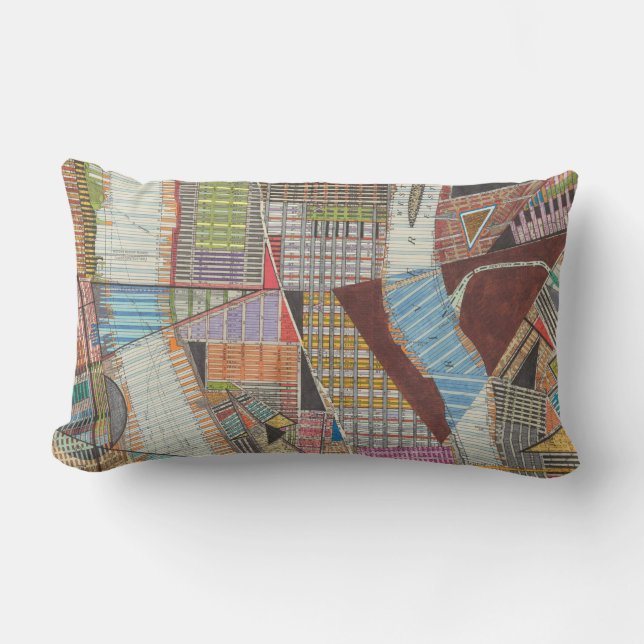 Modern Map of New York II Lumbar Cushion (Front)