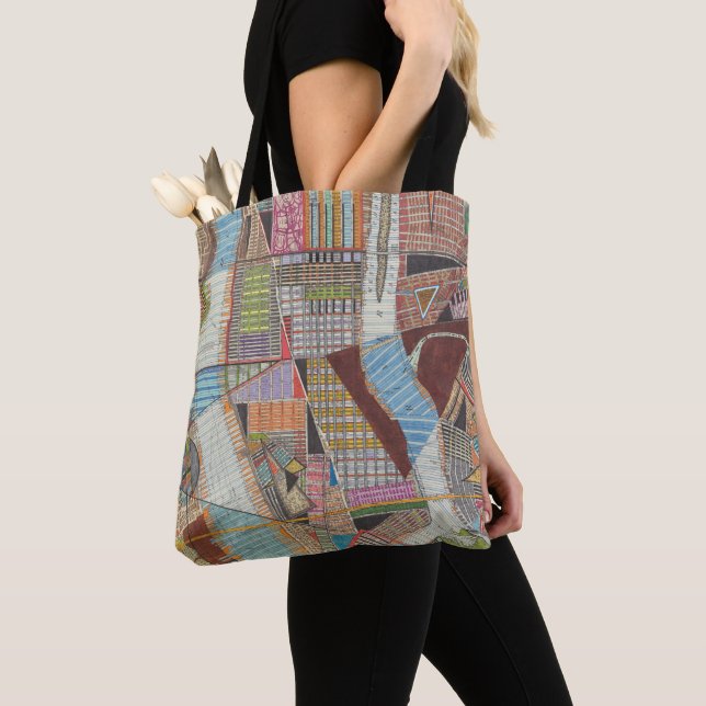 Modern Map of New York II Tote Bag (Close Up)