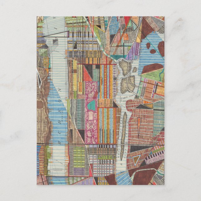 Modern Map of New York III Postcard (Front)