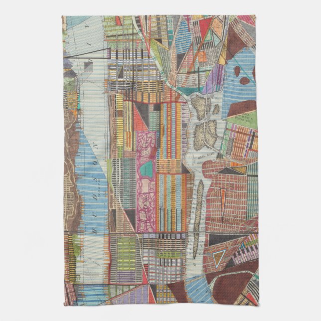 Modern Map of New York III Tea Towel (Vertical)