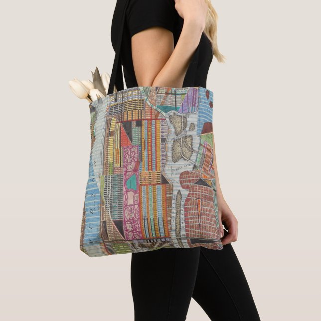 Modern Map of New York III Tote Bag (Close Up)