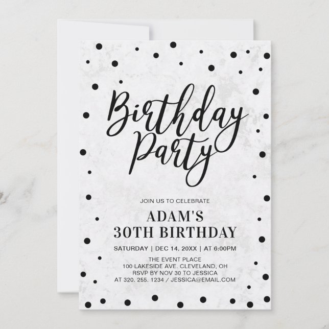 Modern marble Adult 30th Birthday Party Invitation (Front)