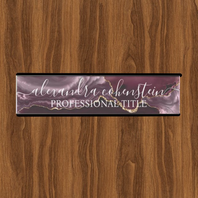 Modern Marble Agate Burgundy Office Door Sign (Creator Uploaded)