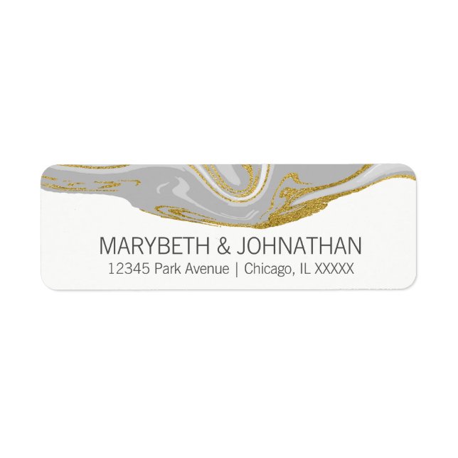 Modern Marble and Gold Wedding Address Label (Front)