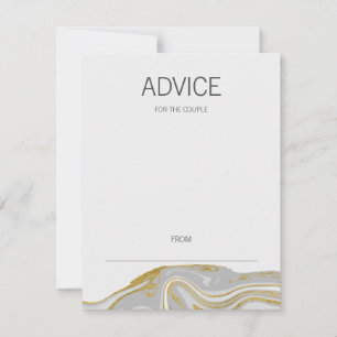 Modern Marble and Gold Wedding Advice Card