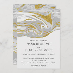 Modern Marble and Gold Wedding Invitation Card