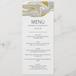 Modern Marble and Gold Wedding Menu Card