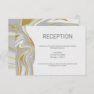 Modern Marble and Gold Wedding Reception Card