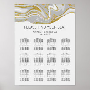 Modern Marble and Gold Wedding Seating Chart Sign