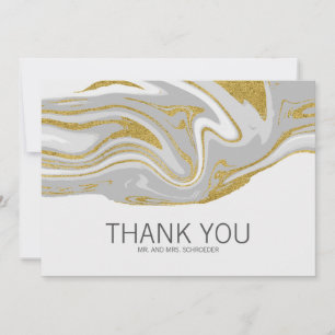 Modern Marble and Gold Wedding Thank You Card
