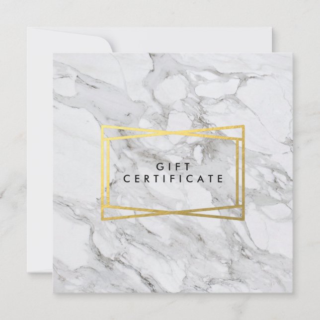 Modern Marble Background Salon Gift Certificate   (Front)