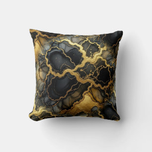 Modern Marble Black + Gold Luxury Cushion
