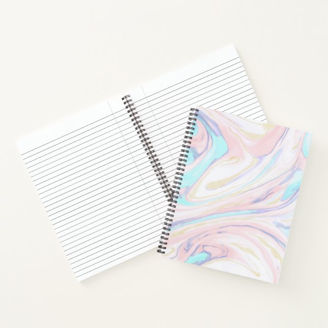 Modern Marble Blue Pink Gold Glitter  Notebook (Inside)