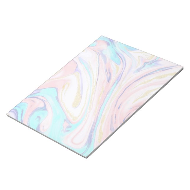 Modern Marble Blue Pink Gold Glitter  Notepad (Angled)