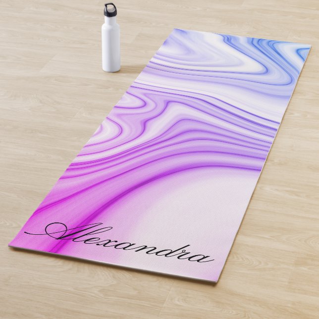 Modern marble blue pink liquid pattern yoga mat (In Situ)
