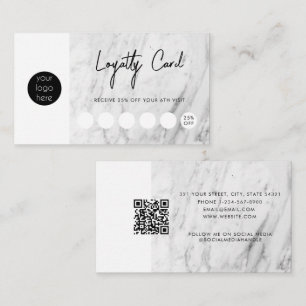 Modern Marble Business Logo QR Code Loyalty Business Card