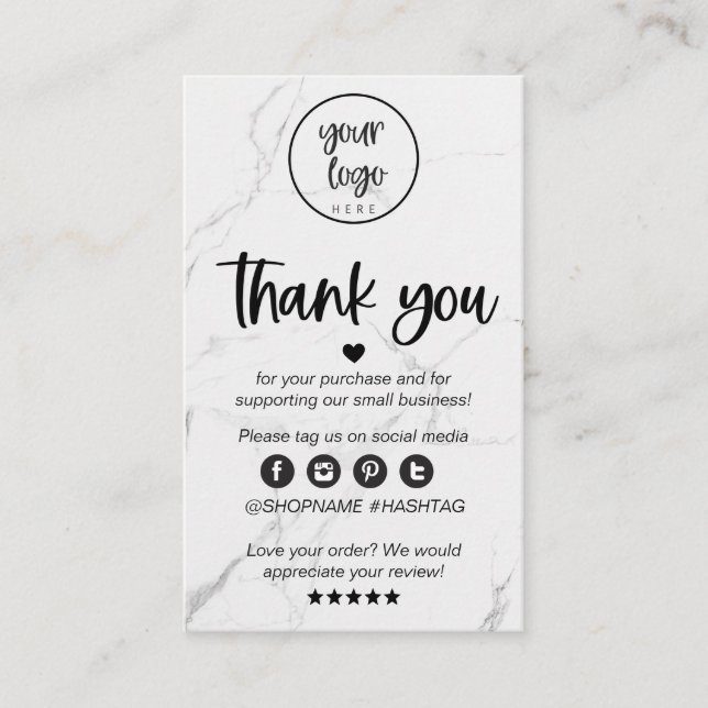 Modern Marble Business Thank You For Order Insert (Front)