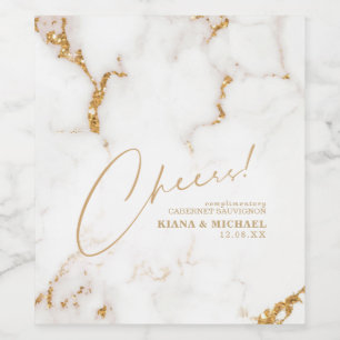 Modern Marble Cheers Dusty Gold ID816 Wine Label
