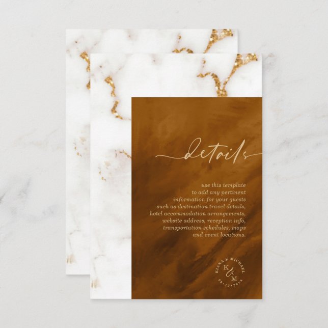 Modern Marble Glitter Details Gold ID816 Enclosure Card (Front/Back)