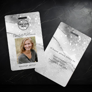 Modern Marble Glitter Employee Photo ID Badge