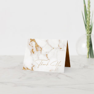 Modern Marble Glitter Thank You Gold ID816 Card