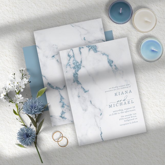 Modern Marble Glitter Wedding Dusty Blue ID816 (Creator Uploaded)