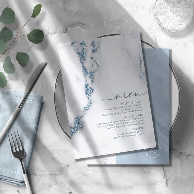Modern Marble Glitter Wedding Dusty Blue ID816 (Creator Uploaded)