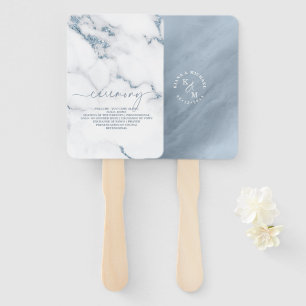 Modern Marble Glitter Wedding Dusty Blue ID816 Hand Fan