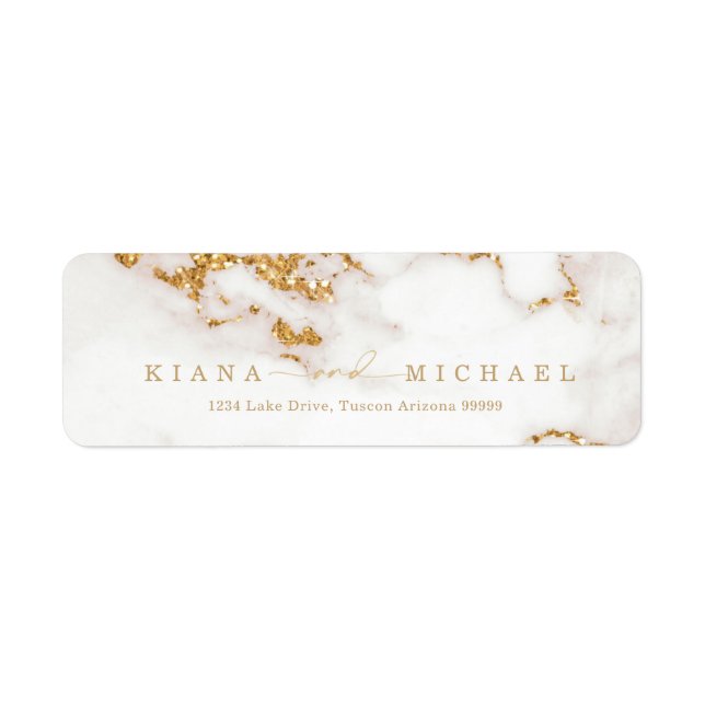 Modern Marble Glitter Wedding Gold ID816 (Front)
