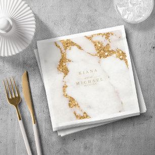 Modern Marble Glitter Wedding Gold ID816 Napkin