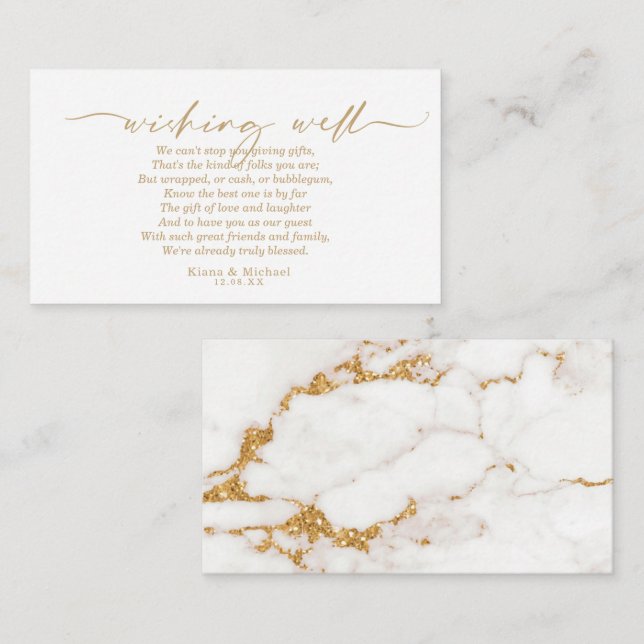 Modern Marble Glitter Wishing Well V3 Gold ID816 Enclosure Card (Front/Back)