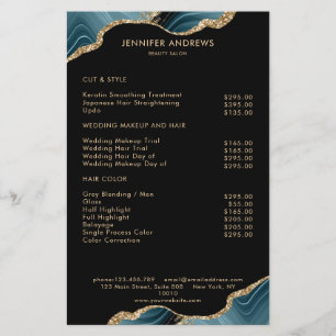 Modern marble Glitzer Salon Price List Flyer
