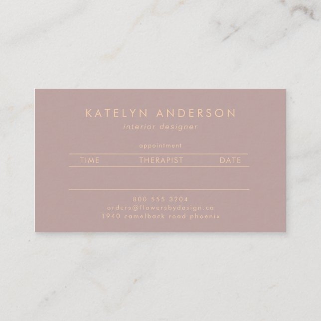 Modern Marble Gold Foil Gemstone Interior Designer Appointment Card (Back)