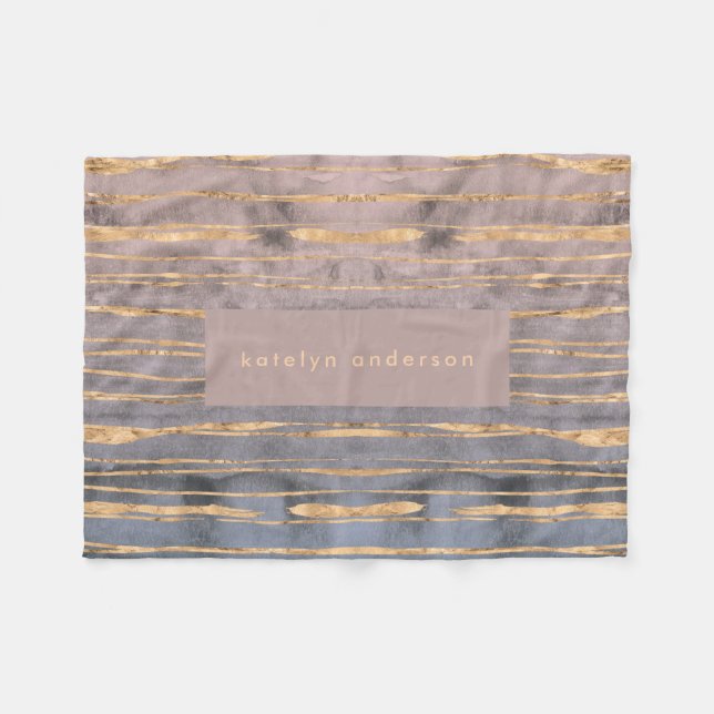 Modern Marble Gold Foil Gemstone Interior Designer Fleece Blanket (Front (Horizontal))