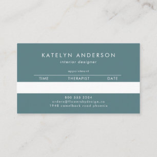Modern Marble Gold Gemstone Teal Interior Designer Appointment Card