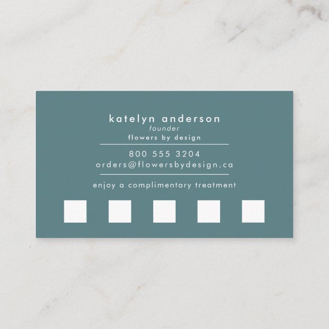 Modern Marble Gold Gemstone Teal Interior Designer Loyalty Card (Back)